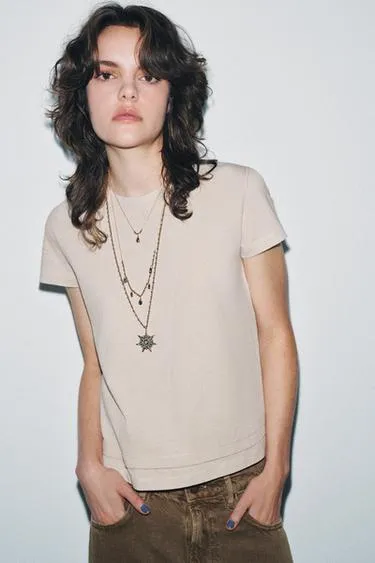 Футболка с коротким рукавом в двойном стиле- Заказать в России