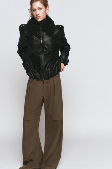 Zara Пилотка из искусственной кожи коллекции ZARA WOMAN купить с доставкой.