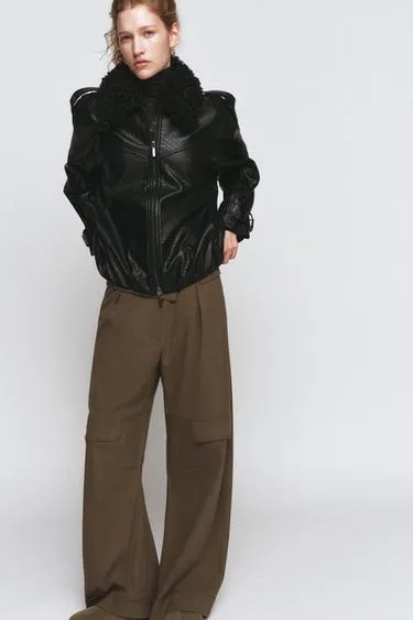 Пилотка из искусственной кожи коллекции ZARA WOMAN- Заказать в России