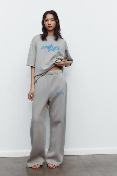 Zara Штаны с меховым эффектом и текстом купить с доставкой.