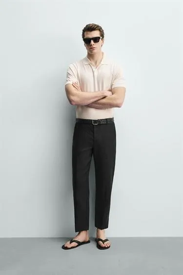 Брюки свободного кроя из 100% льна- Заказать в России