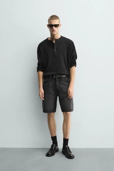 STRAIGHT-LEG DENIM BERMUDA SHORTS