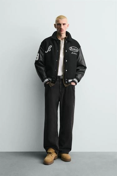 EMBROIDERED CONTRAST BOMBER JACKET