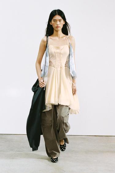 Zara Платье короткое с вставками из кружева купить с доставкой.