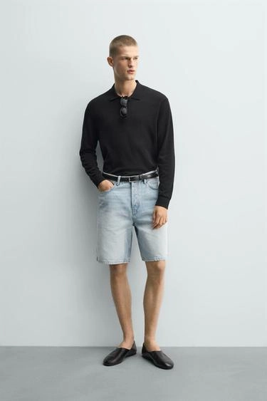 STRAIGHT-LEG DENIM BERMUDA SHORTS