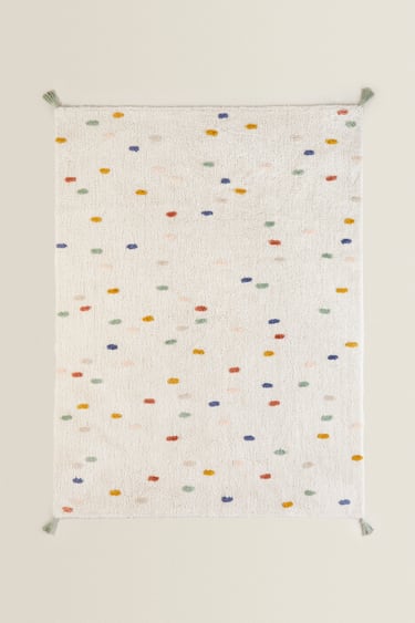 Zara Детский многоцветный коврик из хлопка в горошек