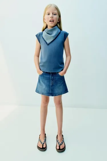 Джинсовая мини-юбка- Заказать в России