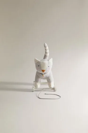 CHILDREN S SOFT TOY CAT WITH WHEELS