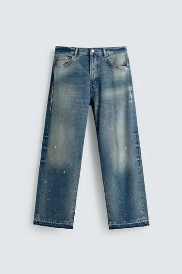 Джинсы RELAXED FIT с брызгами краски