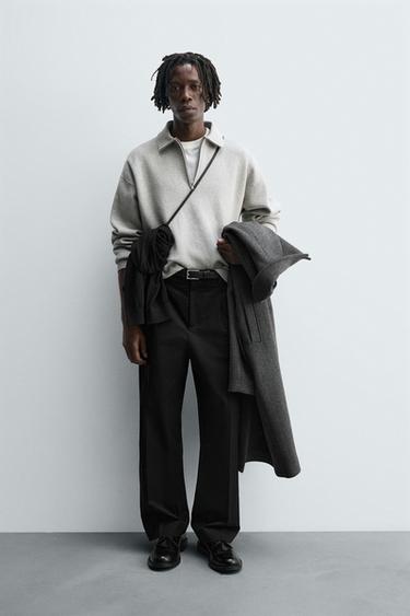 Zara Вязанная поло-рубашка с четвертью застежки-молнии