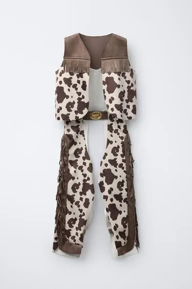 Костюм ковбоя в анималистическом принте с бахромой- Заказать в России
