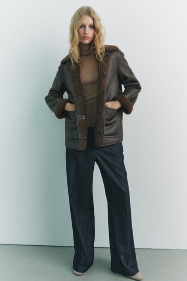 Zara Двустороннее пальто из искусственной кожи купить с доставкой.