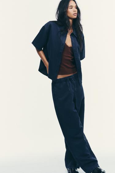 Zara Рубашка из льна и хлопка