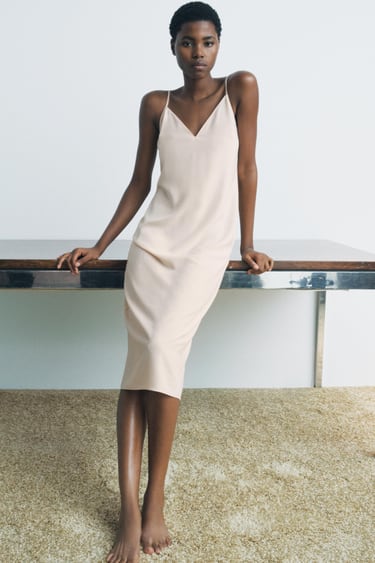 Zara Длинное платье на подкладке с многофункциональными бретелями