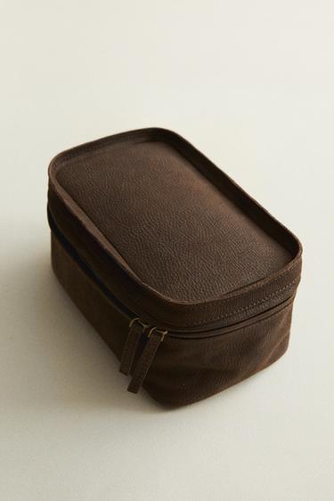 Zara Кожаная косметичка с эффектом потертости