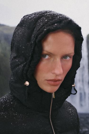 Zara Водонепроницаемый ветронепроницаемый короткий анорак с капюшоном