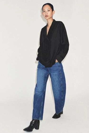 Рубашка с перекрёстной застёжкой и карманами из коллекции zw