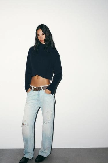 Вязаный свитер с узором рубчиком- Заказать в России