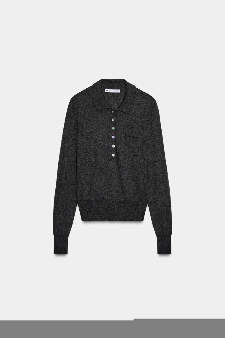 Поло из шерсти с карманом