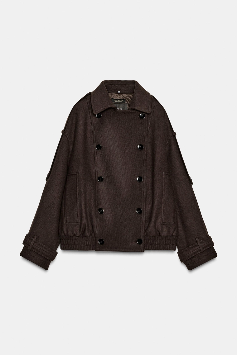 Пиджак из шерстяной смеси с отстёгивающимся искусственным мехом zw коллекция