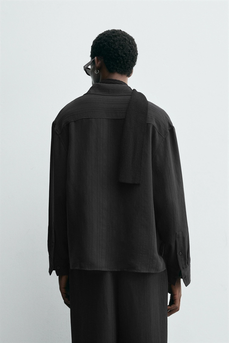 Рубашка в полоску из жаккарда