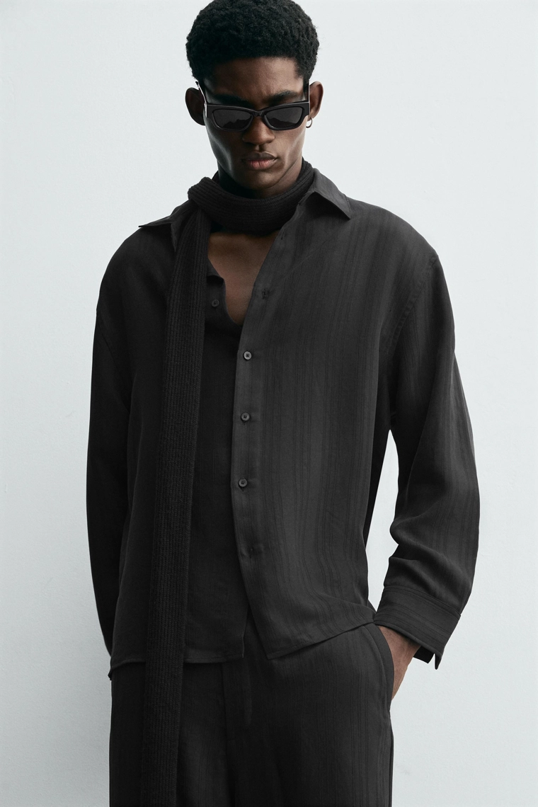 Рубашка в полоску из жаккарда