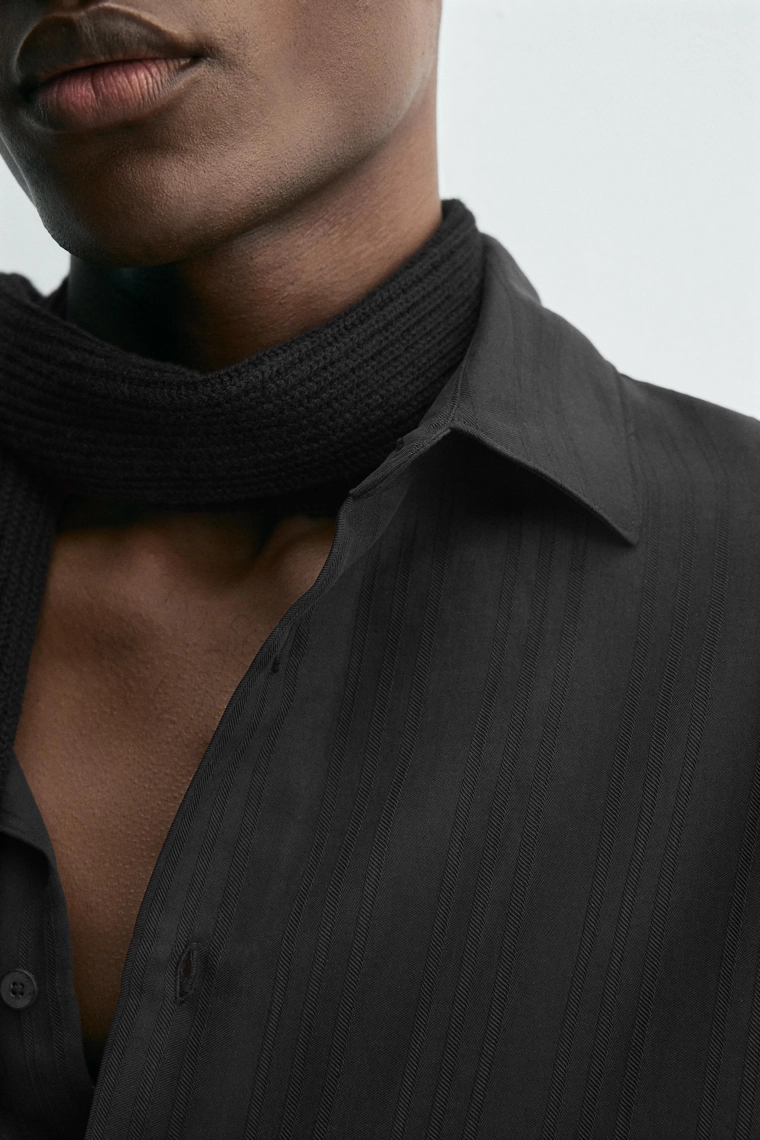 Рубашка в полоску из жаккарда