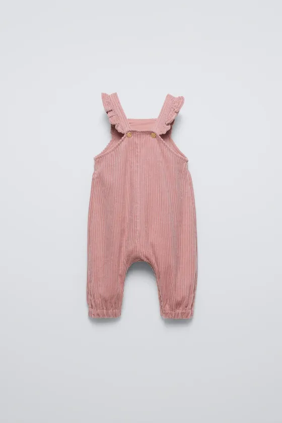 Длинные дутые комбинезоны из широкого вельвета с лямками