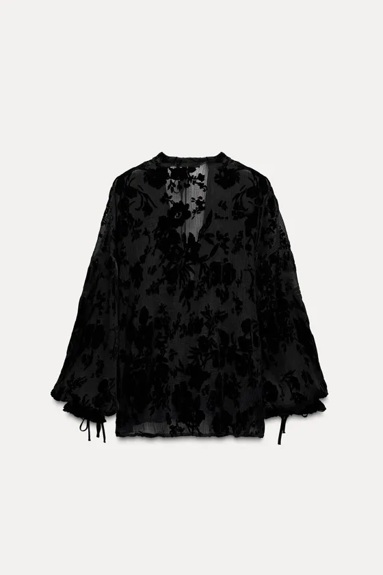 БЛУЗА С ДЕТАЛЬЮ ИЗ БАРХАТА — ZW COLLECTION