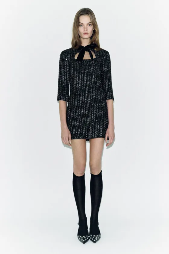 ПЛАТЬЕ С БАРХАТНЫМ БАНТОМ — ZW COLLECTION