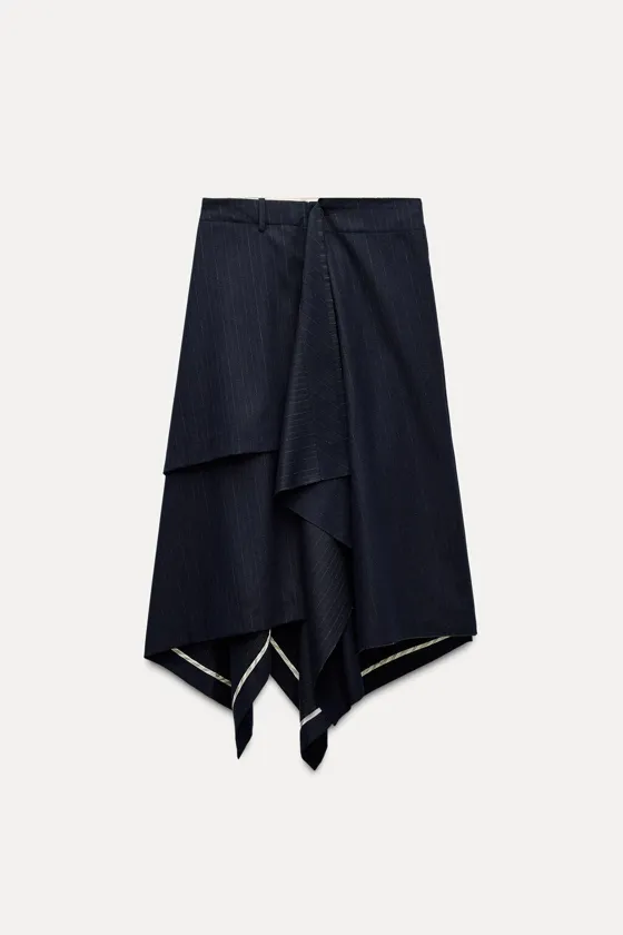 ЮБКА АСИММЕТРИЧНОГО КРОЯ В ТОНКУЮ ПОЛОСКУ — ZW COLLECTION