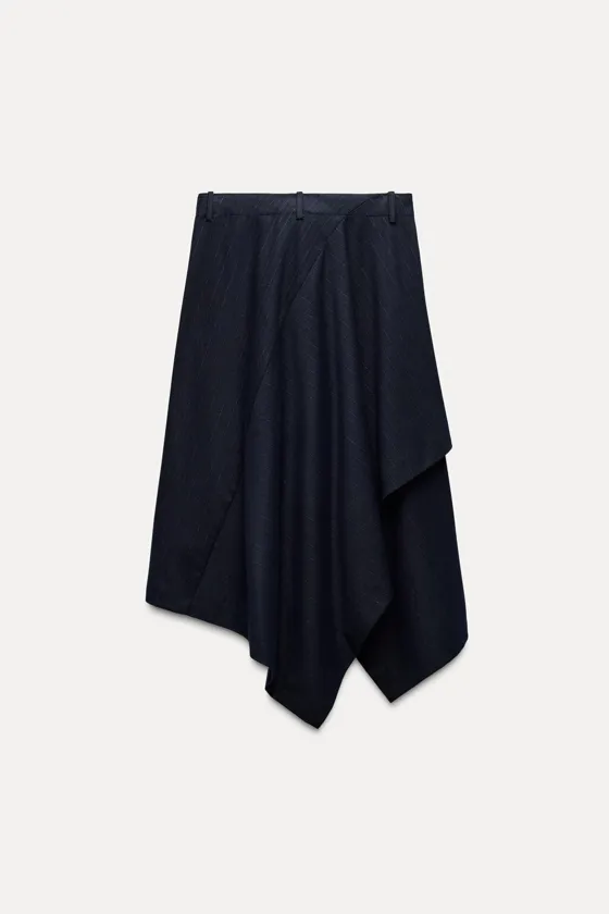 ЮБКА АСИММЕТРИЧНОГО КРОЯ В ТОНКУЮ ПОЛОСКУ — ZW COLLECTION