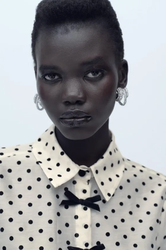 РУБАШКА В ГОРОШЕК С БАНТАМИ