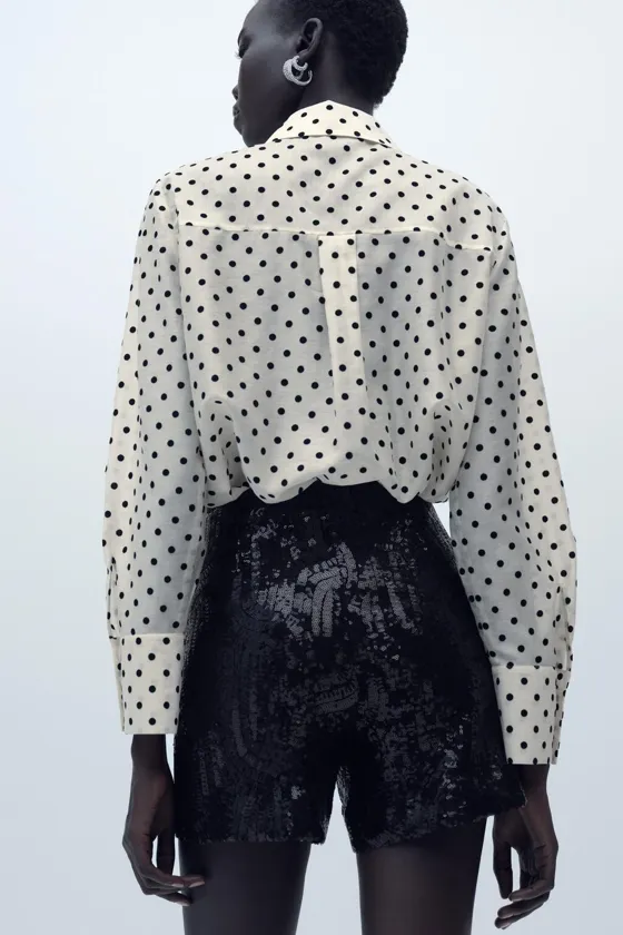 РУБАШКА В ГОРОШЕК С БАНТАМИ