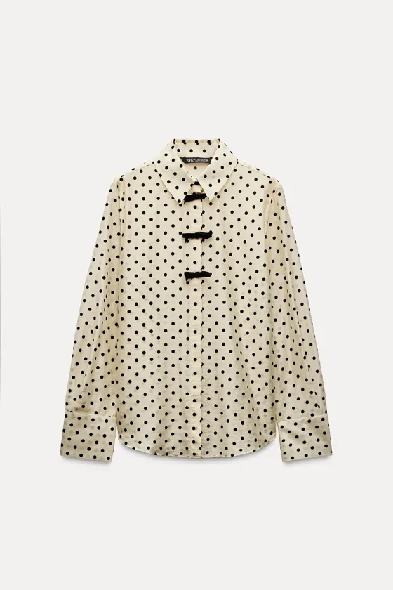 РУБАШКА В ГОРОШЕК С БАНТАМИ