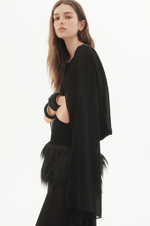 Платье с поясом из искусственного меха LIMITED EDITION - Заказать в России