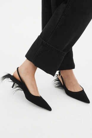 Туфли на каблуке LIMITED EDITION с деталями из овечьей шерсти - Заказать в России