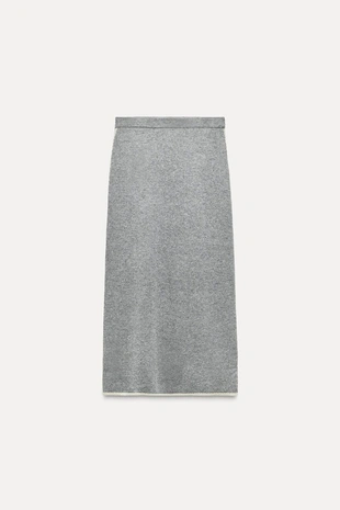 Трикотажная юбка миди с контрастными деталями - Заказать в России