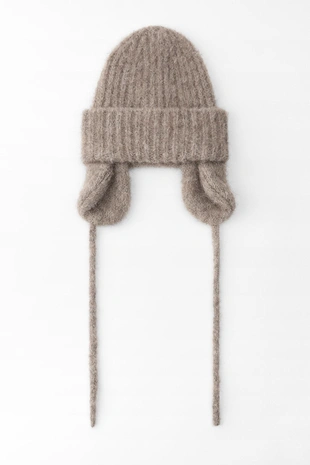 Шапка бини из альпаки, с ушками- Заказать в России