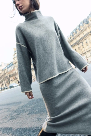 Свитер с контрастным кантом - Заказать в России