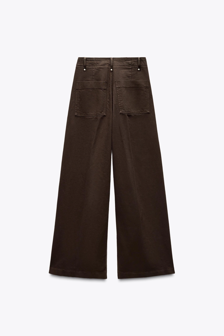 Джинсы с высокой посадкой и широкими брючинами коллекции zara