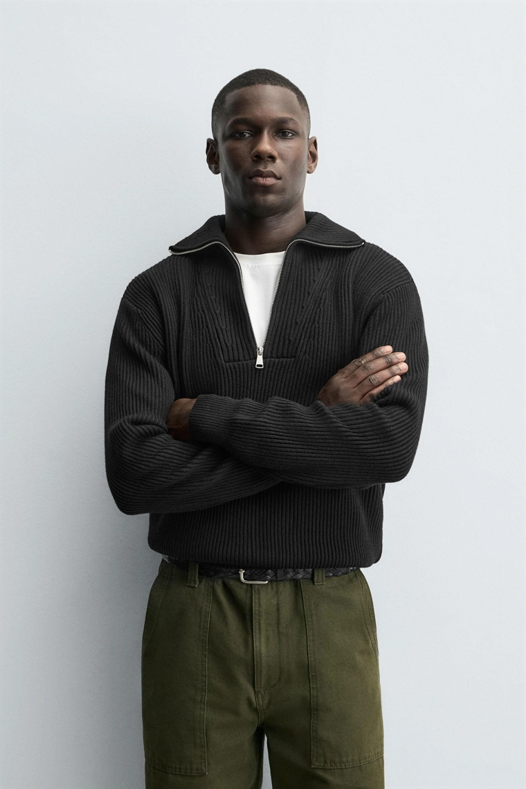 Джемпер с круглой высокой горловиной и молнией purl knit