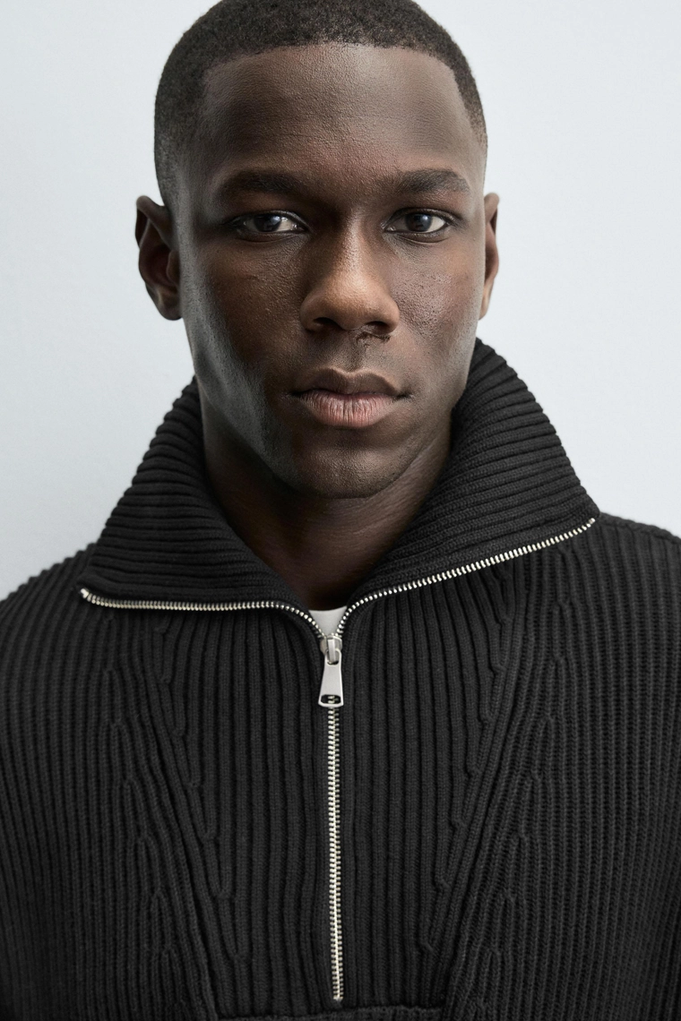 Джемпер с круглой высокой горловиной и молнией purl knit