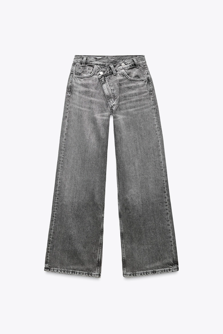 Джинсы средней посадки trf baggy с перекрестным застежкой