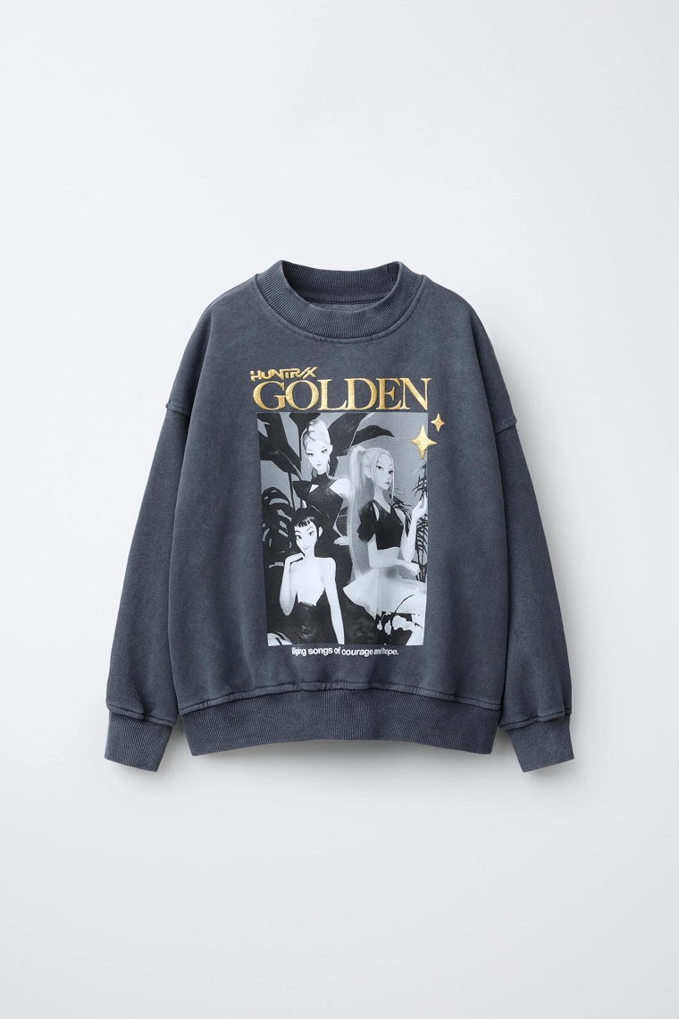 Свитшот в стиле washed-effect с принтом kpop demon hunters™ netflix ©