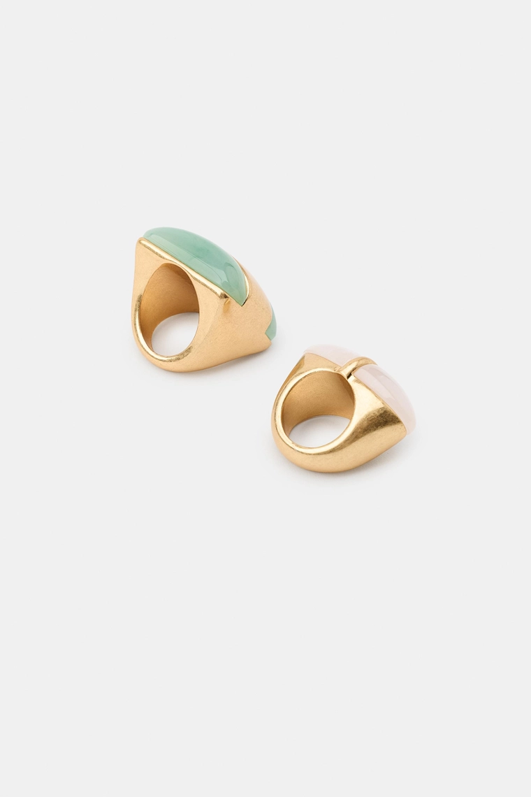 Набор из 2 колец с смолистыми камнями