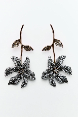 Серьги с цветами и стразами- Заказать в России