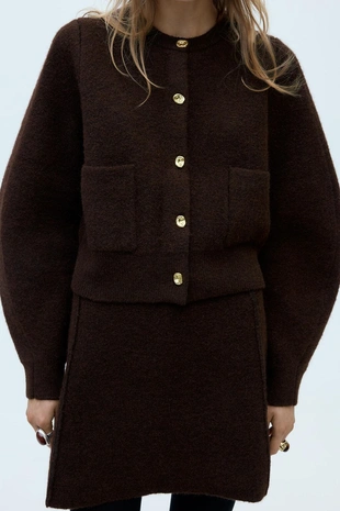 Кардиган с золотистыми пуговицами- Заказать в России