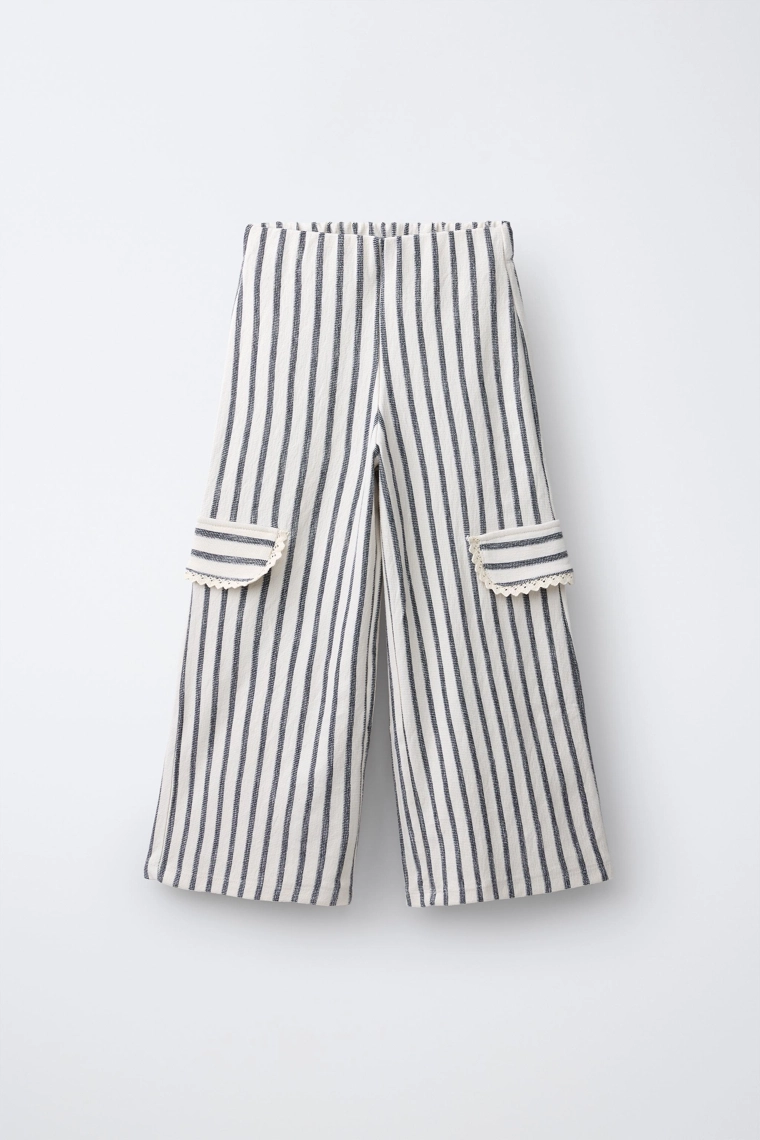 Широкие брюки-карго в полоску