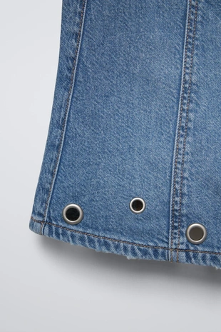 Джинсовая юбка с люверсами- Заказать в России